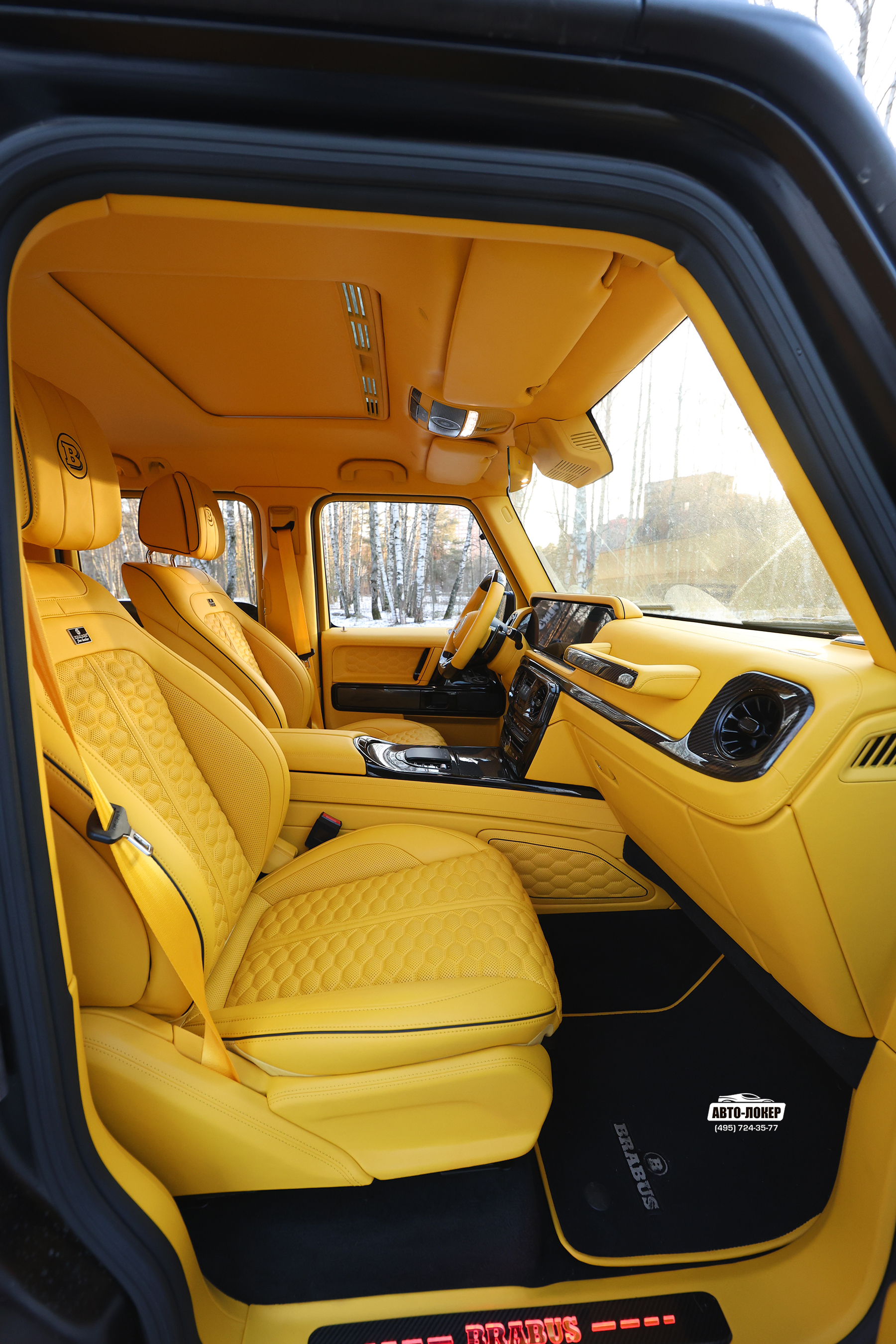 Перетяжка потолка салона кожей Gelandewagen