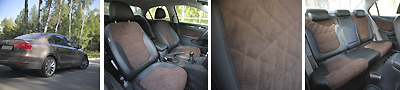 Перетяжка VW Jetta в эко кожу и алькантару