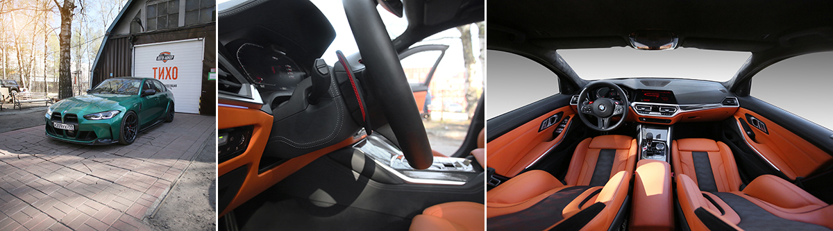 Перетяжка кожей BMW M3 G80 Перетяжка кожей BMW M3 G80