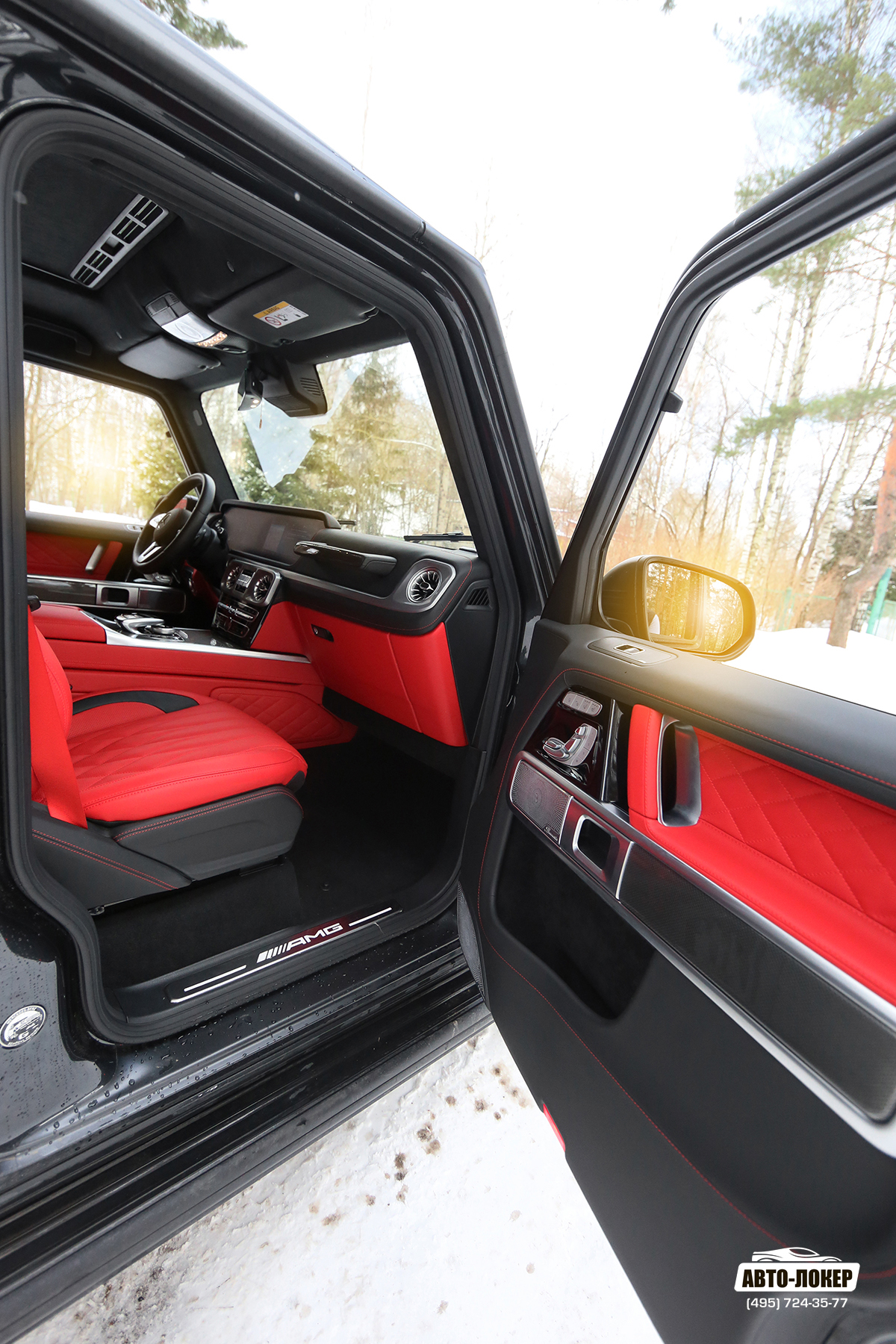 Перетяжка салона из красной кожи на Mercedes Gelandewagen AMG