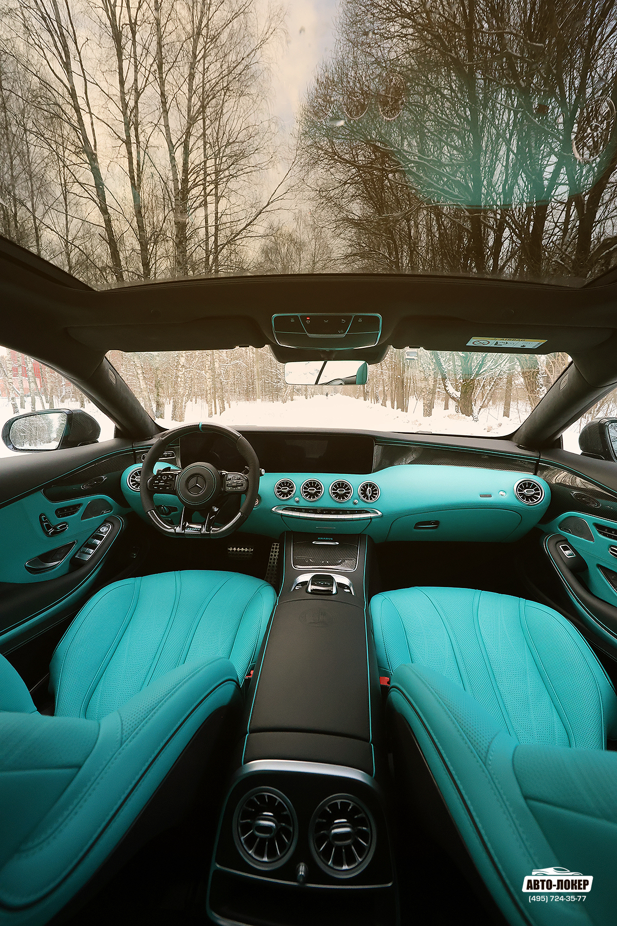 Перетяжка дверей, руля и торпедо салона Тифани кожей Mercedes S Coupe