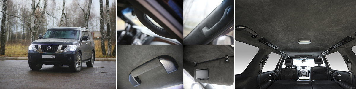 Перетяжка потолка Nissan Patrol Y62 Перетяжка потолка Nissan Patrol Y62