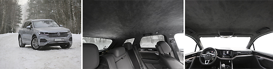 Перетяжка черного потолка VW Touareg 3