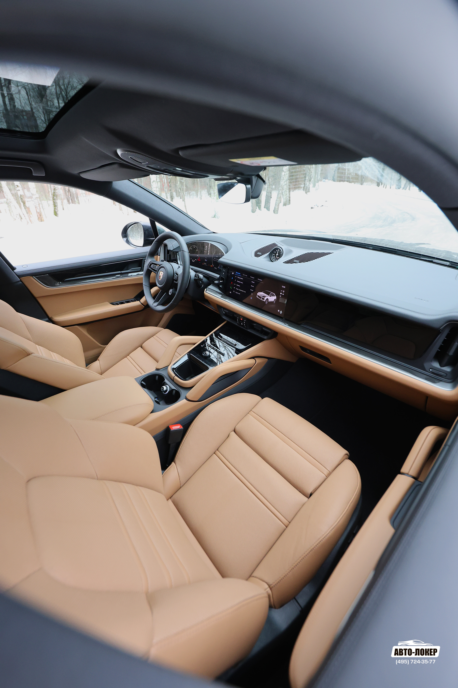 Перетяжка торпедо салона кожей Porsche Cayenne